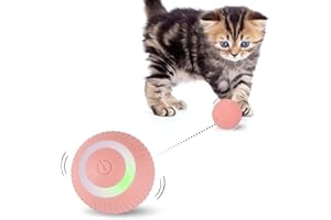 Mkitnvy Interaktives Katzenspielzeug Ball, Katzenball mit LED-Licht, 360° Selbstdrehender Elektronischer Katzenball, Stimulierung Jagdtriebs Lustiges Bälle Spielzeug für Katzen, Blau (Rosa)