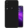 HELLO ZONE Rubber Exclusive Matte Finish Soft Back Case Cover for Moto One Macro - Black