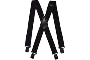 Olata Tirantes Hombres. Tirantes para pantalones con Bandas Extra Anchas. Diseño en Forma de X y Clips Negros – 4 cm