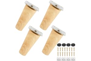 MIULINE Lot de 4 Pieds de Canapé Bois Massif, Pieds de Meubles pour Fauteuil, Table de Nuit, Armoire, Tiroir (8cm, Straight)