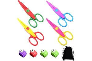 4 ciseaux pour enfants et 4 gaufreurs avec sac en velours noir, ciseaux de sécurité faits à la main en dentelle, mini perceuse, adaptés aux enfants, idées faites à la main pour la maternelle