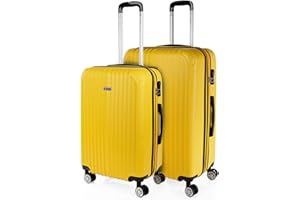 ITACA - Set valigie - Set Valigie Rigide Offerte. Valigia Grande Rigida, Valigia Media Rigida e Bagaglio a Mano. Set di Valigie con Lucchetto Combinazione TSA T71516, Giallo