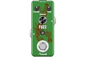 Amuzik Pedal de Fuzz Analógico para Guitarra Eléctrica - Efectos de Distorsión Clásicos, Bypass Verdadero, Tamaño Mini