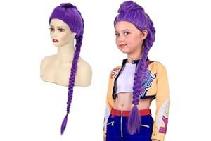 DYBEAUTYHAIR Rumi Wig, 24 inch Purple Braided Ponytail Wig, Anime Costume Wig – High Temperature Heat Resistant Silk Fiber – Natural Looking Costume wig for Halloween Party, Cosplay (Purple - Child)