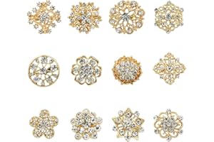 OENOTHERA 12 Piezas Broches De Plata Con Cristal, Floriated Brooch De Diamantes De Imitación De Oro Alfileres para El Ramo De La Fiesta De Bodas Vestido De Mujer Decoraciones
