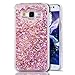 Produktbild EMAXELEERS Samsung Galaxy J5 2016 Hülle Liquid Flüssige Fließend Glitzer Klar Hart Plastik durchsichtig Tasche Handytasche Hülle Schale Etui Für J510,Red Diamonds