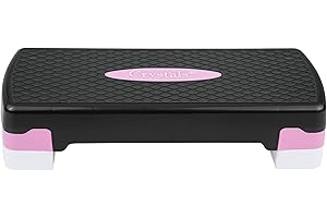 Crystals Exercise Step for Home and Gym - Aerobic Step Platform and Free Exercise Guide Chart - Fitness Step for Yoga, Cardio & Weight Workouts – Adjustable 2-Step Level Height