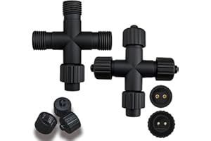 Joycome 2 Pièces Connecteur Guirlande Exterieure, 1 vers 3 Connecteur 2 Broches, Imperméable Séparateur pour Lumières de Noël, Rideau Lumineux, Lumière Extérieure, Filet Lumineuse