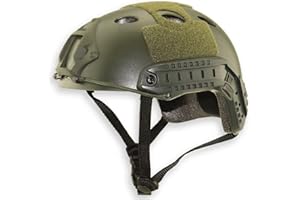 QHIU Taktischer Helm, PJ-Typ, leicht, schützend, schnell einsetzbar, für Airsoft, Paintball, CS, Spiel, Outdoor-Sport, mit Brille (OD-2)