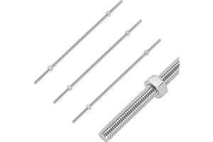 DDHOMIN 4 PCS Full Threaded Rods with 8 Hex Nuts, 304 Stainless Steel Threaded Rod Bolt and Nut Kit (M6 x 200mm)