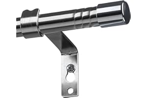INFLATION Curtain Poles for Window, Single Curtain Rod with Silver Finials 76 to 116 cm, Adjustable Silver Curtain Pole with Brackets Fittings Set for Living Room & Door
