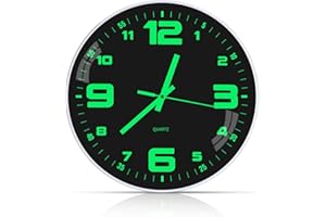 FAOKZE Zegary ścienne, świecący zegar ścienny, 30 cm, bezgłośny, nietykający, kwarcowy, nowoczesny zegar ścienny, podświetlany na baterie, zegar ścienny łatwy do odczytania, do pokoju, domu, kuchni