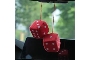 JAUHMUI Plüschwürfel,Auto Würfel Ornamente,Car Hanging Furry Dice,Hängende Würfel,Retro Quadratische weiche Würfel,Paar hängende Paare Auto Anhänger mit Punkten,für Autospiegel Zubehör zum Aufhängen (Rot)