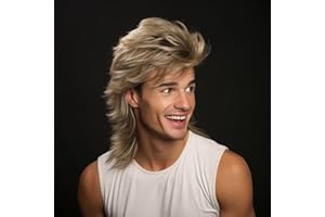 BERRYLION Blonde Mullet wig|Mens Wig for Adult|Pop Rock Wigs for Men|Mens Wigs Fancy Dress for 70s|80s wig