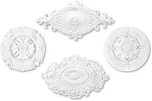 CREATE LUXURY GRAND DECOR 1 rosace en PU - Ø 60x32 cm stucco pour plafond et mur, décoration intérieure - décoration de lustre, très robuste (R114)