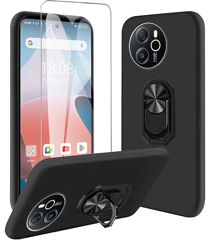 Cover Per Blackview Shark 8 (6.78'') In Silicone Nero + 2 Pezzi Vetro Temperato: Custodia Antiurto E Pellicola Protettiva, Sottile E Resistente