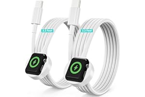 AUTALLGEE Upgraded 2 Pack for Apple Watch Charger USB C Cable, [MFi Certified] iWatch Charger Cable 3.3FT Magnetic Cord Compatible with iWatch Series 10/SE 2/SE/9/8/7/6/5/4/3/2/1-White