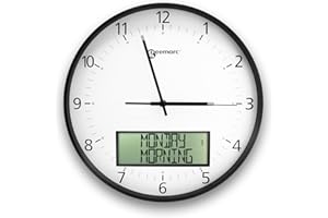 Geemarc Large Analogue Clock with Full Date and Time on Digital Display - The Self-setting Viso 60 with High Colour Contrast - Ideal for People Living with Dementia and the Visually Impaired - White