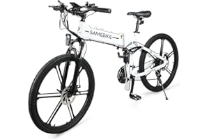 SAMEBIKE Bicicleta eléctrica 26" Fatbike Bicicleta Montaña Plegable Ebike, 48V/10.4Ah Batería,Shimano 21 Vel,Pedal Assist,Instrumento a Color TFT Adultos Urbana