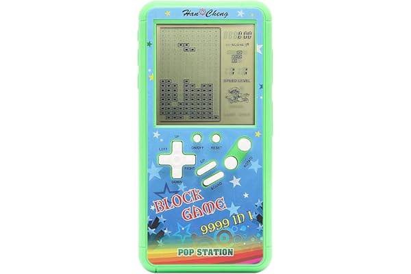 Console de Jeu rétro Bloc Console de Jeu en Brique avec Coque de Couleur et Grand écran alimenté par 2 Piles AA construisent 23 Jeux et avec Un Petit Corps (Vert)