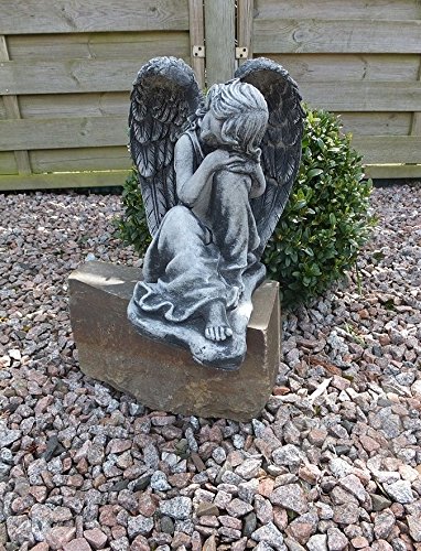 Steinfigur Engel Angel Gartenfigur Grabengel Skulptur Grabschmuck Frostfrei massiver Steinguss - 4