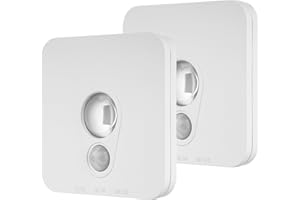 REV Lot de 2 lampes sans fil avec détecteur de mouvement, 50 lm, intensité variable. Pad magnétique avec bandes adhésives pour un montage facile - Idéal comme éclairage d'escalier, d'orientation et
