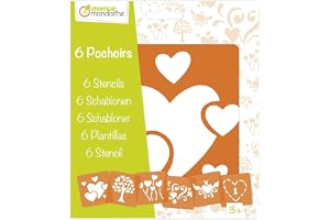 MY MANDARINE 42640O - Un paquet de 6 POCHOIRS 15x15 cm avec notice incluse - À partir de 3 ans - COEURS