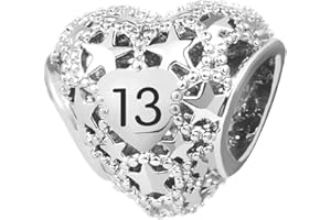 ZakiaHo Heart 16 18 21 30 40 50 60 Birthday Gifts for Women Love Charms for Bracelets Compatible with Pandora Bracelets