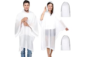 CoKeeSun 2 pezzi poncho impermeabile bianco EVA, riutilizzabile, impermeabile, trasparente, con cappuccio, per donne e uomini, campeggio, escursioni, attività all'aria aperta
