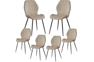 Weegstok Velvet Dining Chairs Set of 6 Kitchen Chair Dining Room Lounge Reception Chairs with Metal Legs for Living Room Bedroom,Champagne