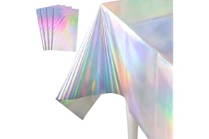 GOUWEIBA 4 pcs Tovaglie in Plastica Iridescente, Tovaglia Laser Arcobaleno Olografica Colorata, Lucide Tovaglia per la Decorazione di Matrimonio Picnic all'aperto, Feste Di Compleanno, Christmas
