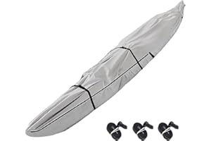 LDIW Copertura per Kajak 420D Impermeabile e Resistente ai Raggi UV Telo Copri per Canoa Barca per Rimessaggio Interno/Esterno,Grigio,18FT