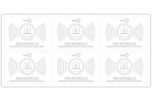 ISECUR Juego de 6 pegatinas para sistema de alarma, 5 x 3,5 cm, adhesivo interior, UV + resistente a la intemperie, protección contra la alarma, transparente I hin_363