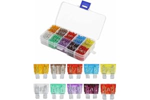 OuYi 100pcs Fusibles de Voiture Standard 5A 7.5A 10A 15A 20A 25A 30A 35A 40A 50A pour Voiture Camion SUV Van Moto Van Golf Cart Van Yacht Motoneige