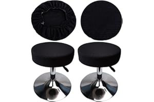 ‎HUALISIJI HuaLiSiJi Hockerbezug Rund 30-40cm Luxuriöser Stoff, Dehnbar Knitterfrei Waschbar Staubdicht Weich und Langlebig, Verwandelte die Hocker in Sekunden (2, Schwarz)