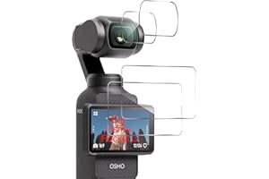 GIOPUEY Tempered Glass Compatible with DJI Osmo Pocket 3, 2 Pack Screen Protector + 2 Pack Camera Protector, 9H, No bubbles, Scratch Resistant (Transparent)