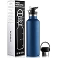 Sivaphe Water Bottle Insulated Double Walled Drink Flasks Bottle for Sports Outdoor, Stainless Steel Vacuum, Leak-Proof, with lids and Straw, 750ml, Blue