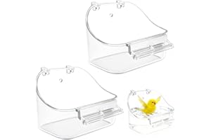 VGECEE 2 Pcs Bañera Pájaros Jaula Comedero Multifuncional Cuenco para Pájaros de Plástico Colgante Alimentador Baño para Aves con Gancho para Pájaros Pequeños Agapornis Periquito Canario Gorriones
