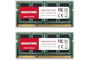 [RAM DDR3] Gigastone Computer portatile RAM 16GB (2x8GB) DDR3 16GB DDR3-1600MHz PC3-12800 Unbuffered Non-ECC 1.35V CL11 SODIMM RAM di Memoria 204 Pin Ideale per Laptop (SOLO Laptop)