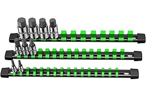 VORXEON 3PCS ABS Socket Organizer Holder Storage Rail 1/4 Inch x 16 Clips and 3/8 Inch x 15 Clips and 1/2 Inch x 12 Clips for Tool Box Drawer