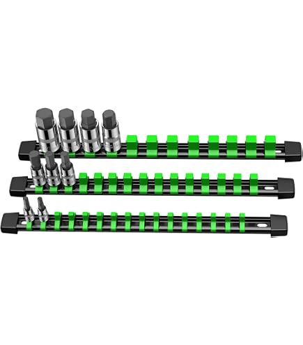 Organisation Garage Atelier Organisateur De Douilles MUSLONG 9 Pièces - Pour 1/2, 3/8, 1/4, Support Rail Robuste Kit Organisateur Muslong