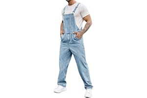 Runcati Salopette da uomo in denim, pantaloni da lavoro, pantaloni estivi streetwear, jeans casual, spalline regolabili