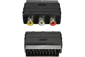 AYMBH RGB SCART Plug Male to 3 RCA Female A/V Adaptor – Compatible with PS4, TV, DVD, VCR Audio/Video Transmission – Compact and Durable – Black