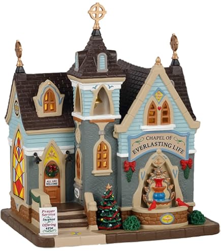 Lemax Village 95471 Mercatino Di Natale Buon Natale Con Luci, 31,2 Cm