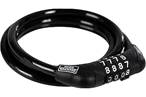 BURG-WÄCHTER Fahrradschloss mit Zahlencode, Spiralschloss, Diebstahlsicherung, Seilschloss Kabelschloss Stahlseilschloss, 120 cm lang, Ø 8 mm, 1230 C 120, schwarz