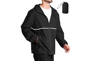 SPEEDRUN Chubasquero Hombre Impermeable Chaqueta Ligera Cortavientos Running Hombre con Capucha Chubasquero Moto con Bolsillos Cortavientos Transpirable con Cremallera Chubasquero para Ciclismo, M-3XL