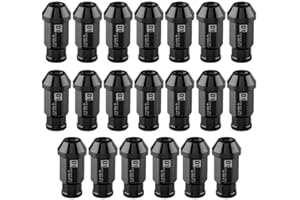 Vikenar Pneus de Voiture à vis M12X1.5, 20pcs Vis Aluminium Pneu Auto Vis Racing Roue Aluminium Nut (Noir)