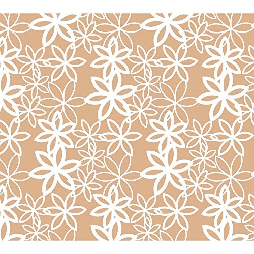 FloristryWarehouse Kraft Paper 50cm x 100m Natural with White Marguerite Pattern