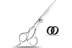 WISH BEAUTY,THE ROYAL ELEGANCE Left Handed Hairdressing Scissors Hair Scissor, Wishbeauty Professional Sharp Left Hand Barber Scissors 6.5” Lefty Hair Cutting Scissors, Hairdresser Scissors Salon Haircut Scissors (Silver Offset)