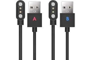 peaceking 2 Pièces Chargeur Universel pour Montres Connectées, Câble USB Magnétique 2 Broches, Charge Rapide et Sécurisée - Compatible avec Montres Intelligentes (Modèle A & B, 2.84mm)